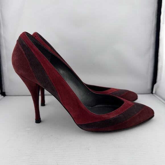 STUART WEITZMAN AUTH Womens Red Leather Suede Pumps Shoes Size 8M pointed toes - Picture 11 of 16